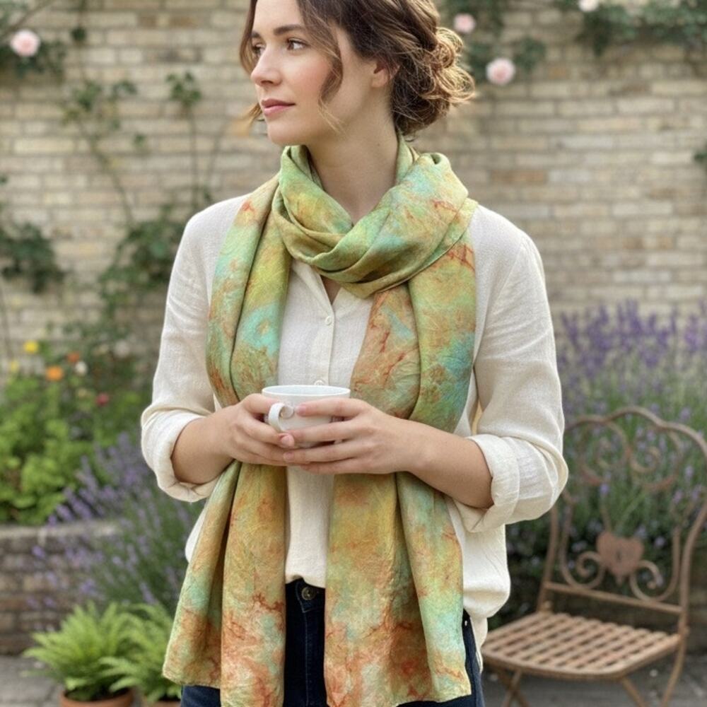 Handmade Vibrant Tie-Dyed Silk Scarf